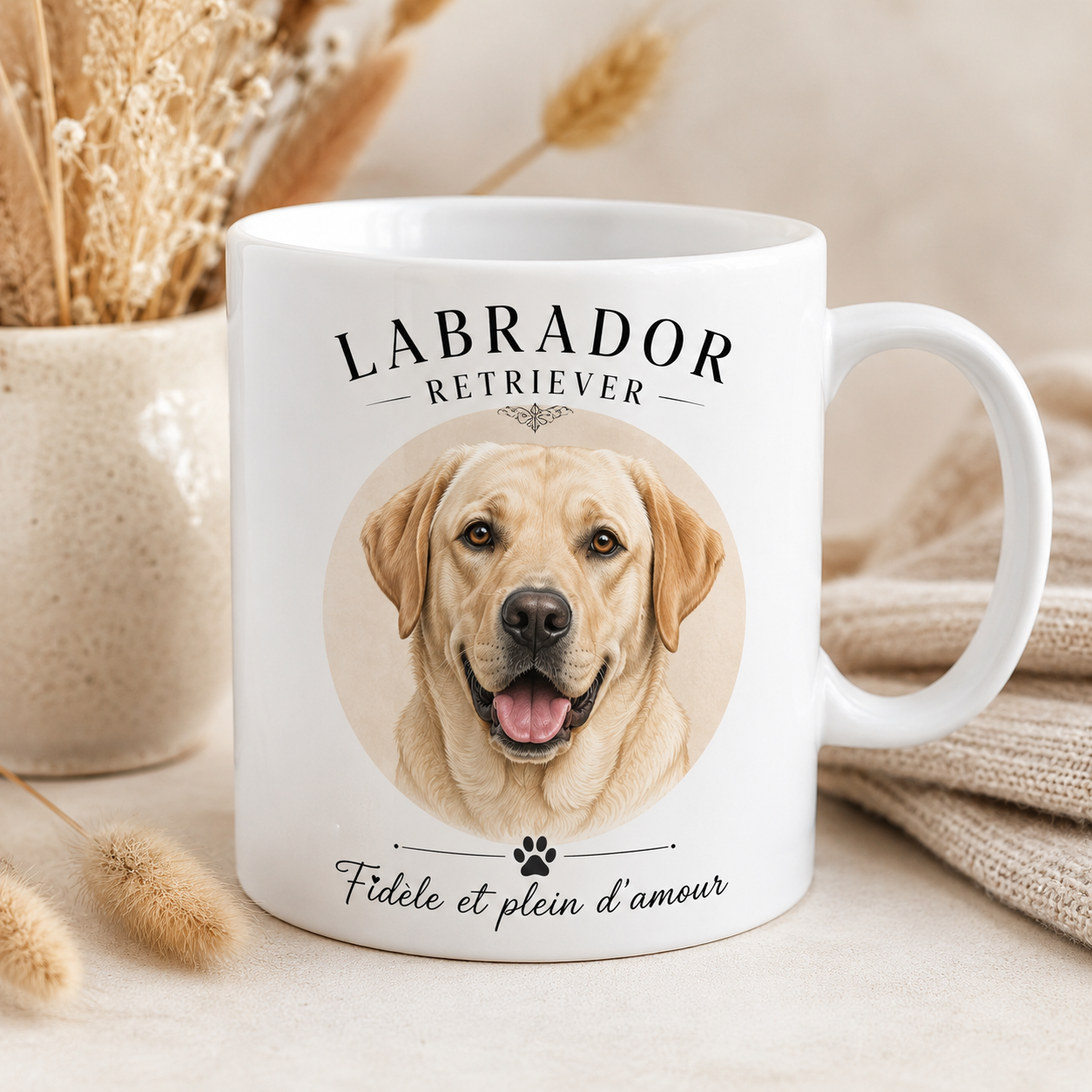 tasse céramique labrador retriever design chien sur mug blanc Tumby
