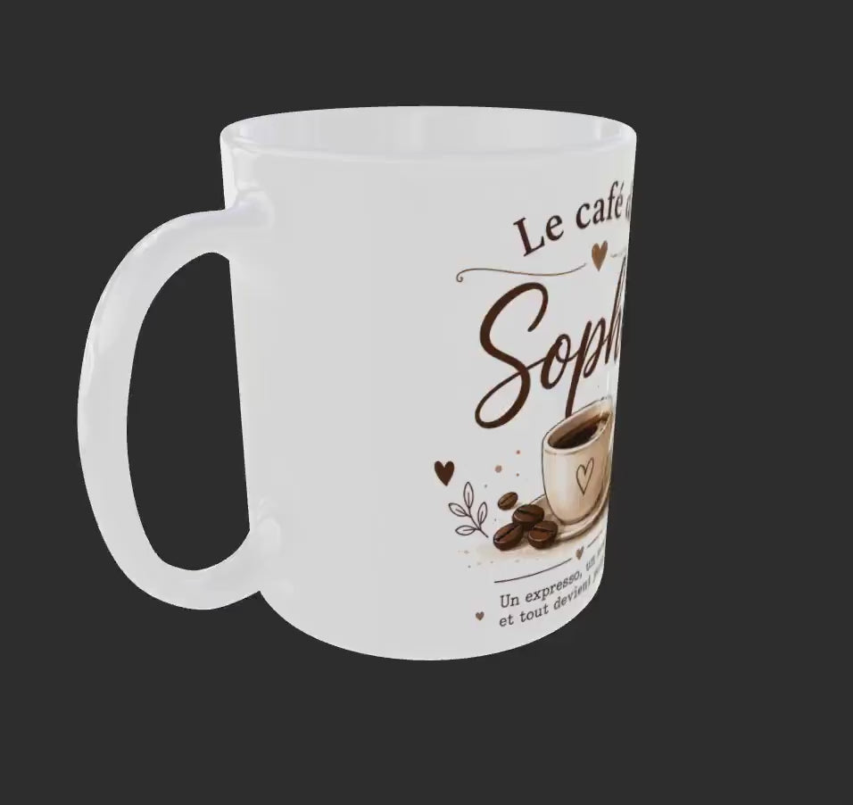 Mug Café Personnalisé avec Prénom – Tasse Expresso Cadeau Amateur de Café