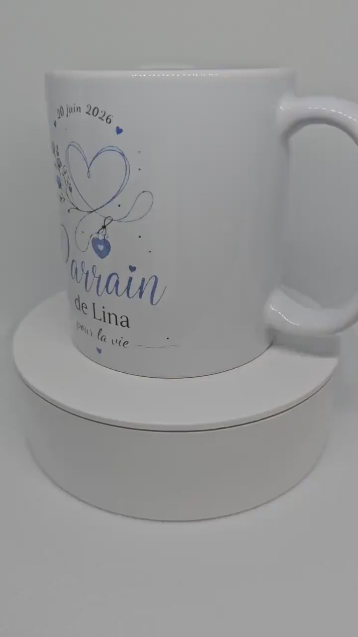 Mug Parrain Personnalisé | Cadeau Baptême Demande Parrain avec Prénom